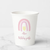水色レインボーピンクイエローバースデーパーティー 紙コップ (正面)