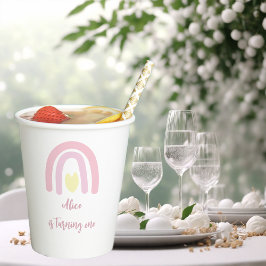 水色レインボーピンクイエローバースデーパーティー 紙コップ