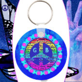 水色レインボーピースサインとブルー鮮やかの対決 キーホルダー
