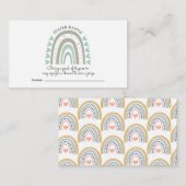 水色レインボーブルー赤ちゃんシャワーおむつラッフル エンクロージャーカード (正面/裏面)