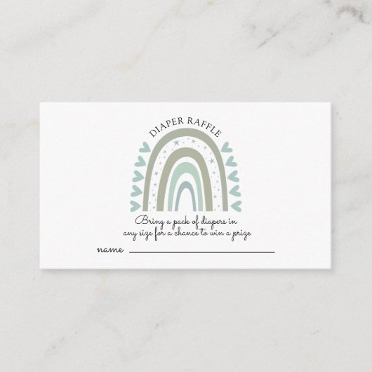 水色レインボーブルー赤ちゃんシャワーおむつラッフル エンクロージャーカード (正面)