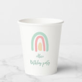 水色レインボーミントイエローバースデーパーティー 紙コップ (正面)