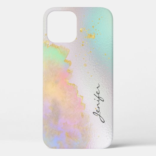 水色レインボー金ゴールドホログラフィック抽象芸術ケース – Case-Mate iPhoneケース (裏面)