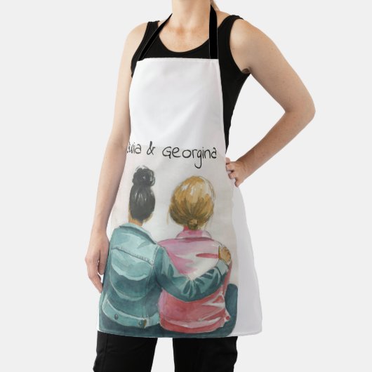 水色レズビアンカップルパーソナライズされた エプロン (インサイチュ)