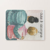 水色レズビアンカップルパーソナライズされた ジグソーパズル (横)