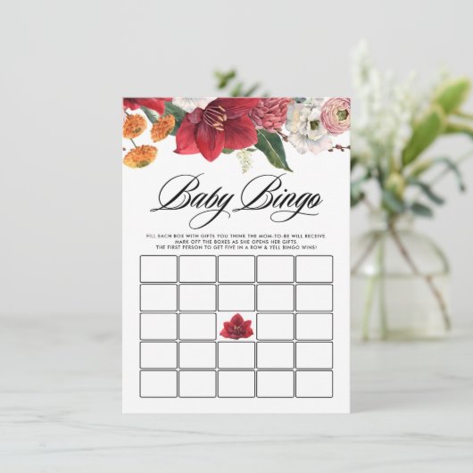 水色レッドアマリリスブライダルシャワービンゴゲーム エンクロージャーカード (スタンド正面)