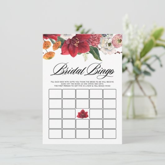 水色レッドアマリリスブライダルシャワービンゴゲーム エンクロージャーカード (スタンド正面)