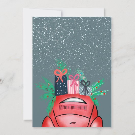 水色レッドカーイラストレーションクリスマスパーティー 招待状 (裏面)