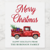 水色レッドトラッククリスマスツリー文字列ライト ワインラベル (シングルラベル)