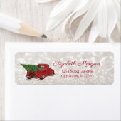 水色レッドトラックパインツリー、キラキラ輝く《写真》ぼけ味 ラベル (インサイチュ)