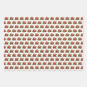 水色レッドボールオーナメントパターンクリスマス ラッピングペーパーシート (正面2)