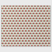 水色レッドボールオーナメントパターンクリスマス ラッピングペーパー (フラット)