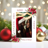 水色レッドポインセチア喜び平和の愛 |写真 シーズンカード