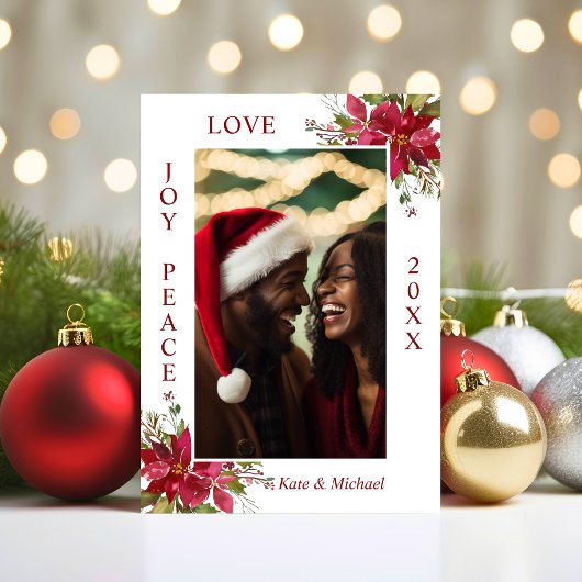 水色レッドポインセチア喜び平和の愛 |写真 シーズンカード