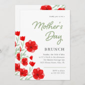 水色レッドポピーフローラマザーズデイブランチ 招待状 (正面/裏面)