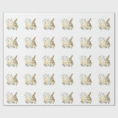 水色レトロなイースターエッグとバニーエプロン ラッピングペーパー (フラット)