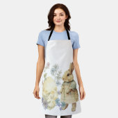 水色レトロなイースター卵とバニー エプロン (着用した状態)