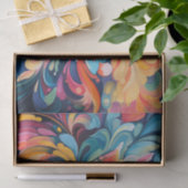 水色レトロな溝付きフラワーバースト 薄葉紙 (ギフト)