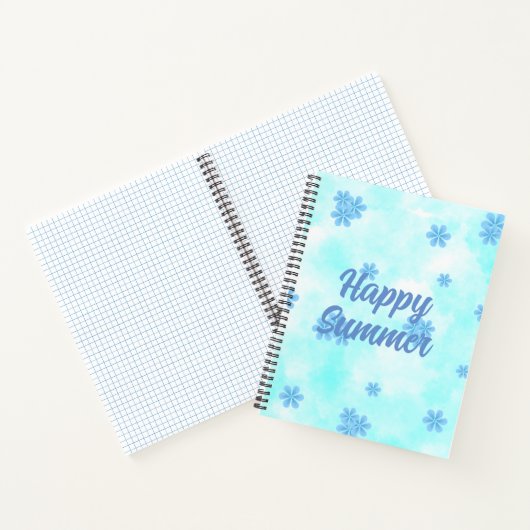 水色レトロブルーフローラ絵を描手 ノートブック (内部)