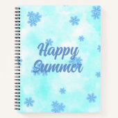 水色レトロブルーフローラ絵を描手 ノートブック (正面)