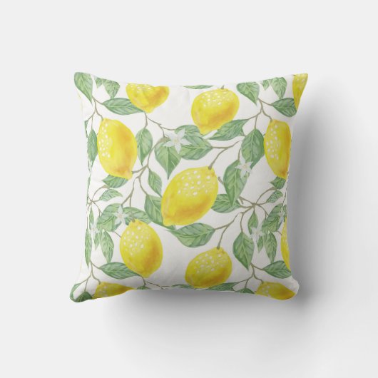 水色レモンの植物性レモ地中海のン クッション (裏面)