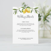 水色レモンの葉結婚の詳細カード 出欠カード (スタンド正面)