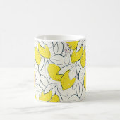 水色レモンシトラスのシームレスパターン コーヒーマグカップ (中央)