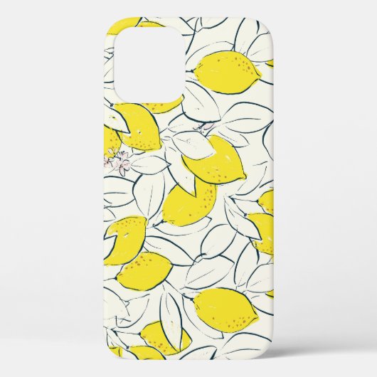 水色レモンシトラスのシームレスパターン Case-Mate iPhoneケース (裏面)