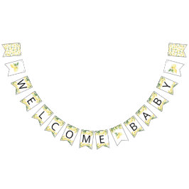 水色レモンシトラス赤ちゃんシャワーのバンティングフラグ バンティングフラッグ