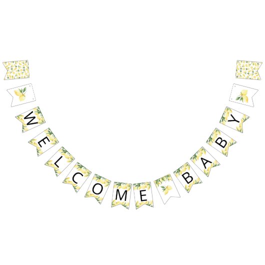 水色レモンシトラス赤ちゃんシャワーのバンティングフラグ バンティングフラッグ (全)