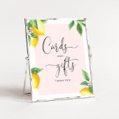 水色レモンベビーシャワーカードとギフトサイン ポスター