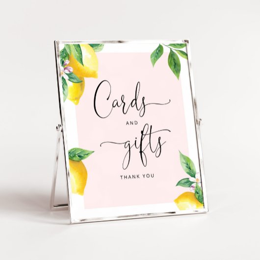 水色レモンベビーシャワーカードとギフトサイン ポスター