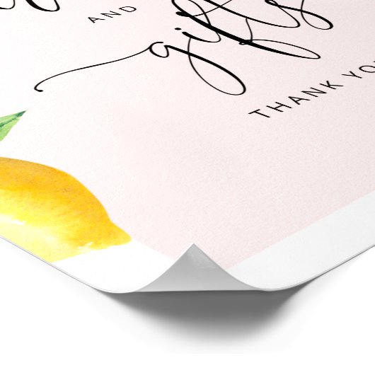 水色レモンベビーシャワーカードとギフトサイン ポスター (角)