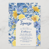 水色レモンマママメーンスクイーズブライダルシャワー 招待状 (正面/裏面)