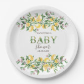 水色レモン植物花 ペーパープレート (正面)