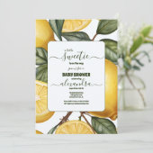 水色レモン男女兼用黄色ベビーシャワー 招待状 (スタンド正面)