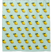 水色レモン絵を描のパステルフルーツ シャワーカーテン (正面)