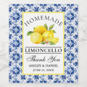 水色レモン青タイルリモンチェッロラベル ワインラベル (シングルラベル)
