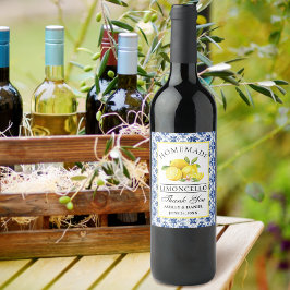 水色レモン青タイルリモンチェッロラベル ワインラベル