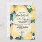 水色レモンonネイビーブルー結婚式招待状 (正面)