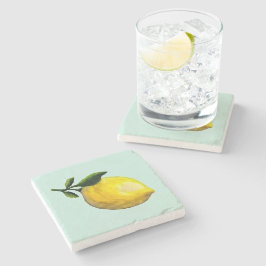 水色レモ絵を描ン ストーンコースター (横)