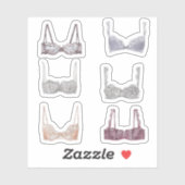 水色レースのランジェリーイラストレーション シール (シート)