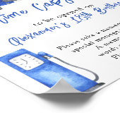 水色レースカータイムカプセル1歳の誕生日 ポスター (角)