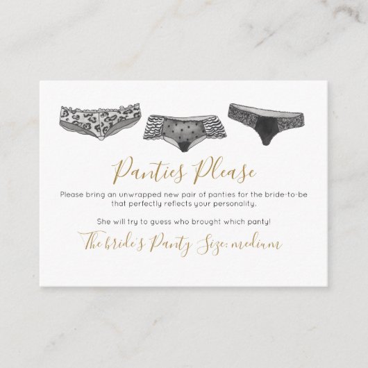 水色レースランジェリーパンティゲームブライダルシャワー エンクロージャーカード (正面)
