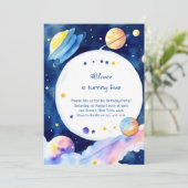 水色ロケット銀河誕生日 招待状 (スタンド正面)