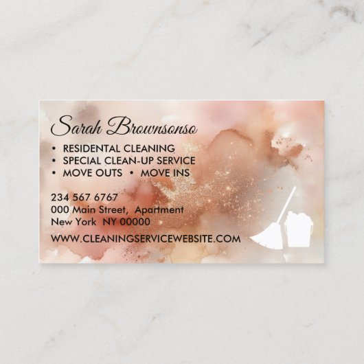 水色ロセゴールド清掃メイドジャニカ 名刺 (裏面)