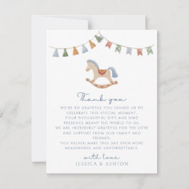 水色ロッキングホース、サンキューカード。 招待状