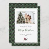水色ロビングリーンプライド雪写真クリスマス シーズンカード (正面/裏面)