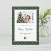 水色ロビングリーンプライド雪写真クリスマス シーズンカード (スタンド正面)
