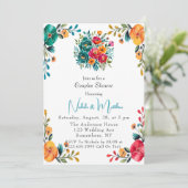 水色ロマンスカップルのシャワー 招待状 (スタンド正面)